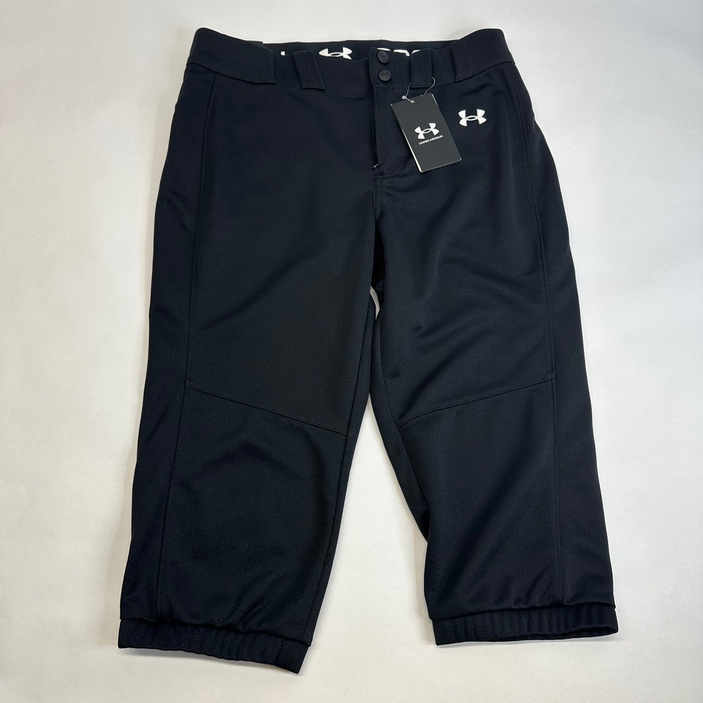 Under Armour Womens Black Utility Softball Pants Cropped Loose Fit 1375665 M NEW